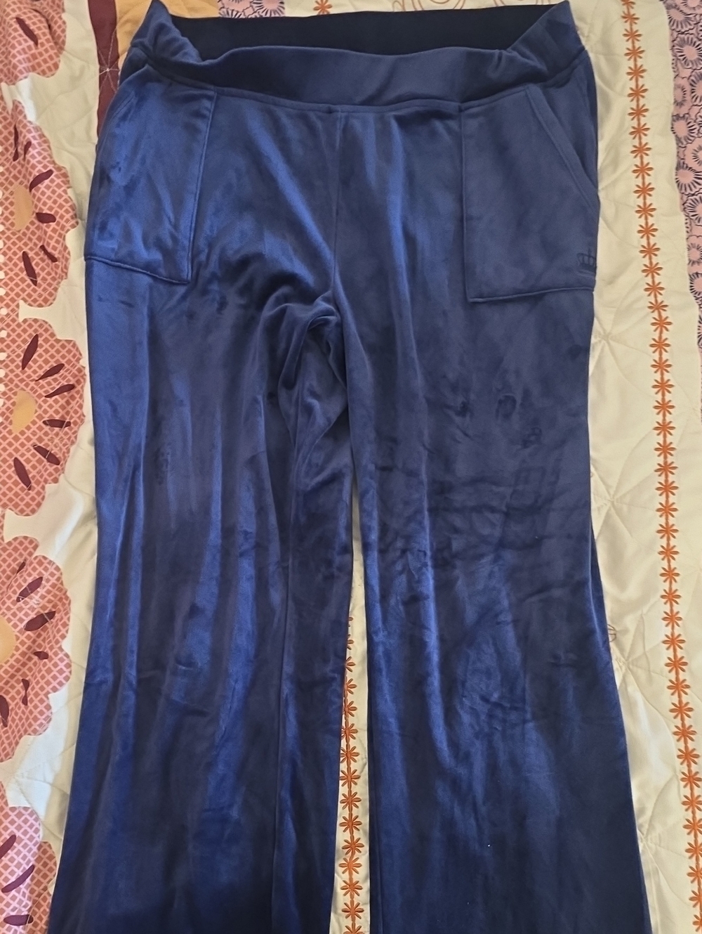 Juicy Couture Navy Velvet Wide-Leg Pants